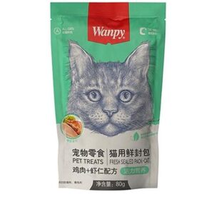 پوچ گربه ونپی با طعم مرغ و میگو وزن 80 گرمی